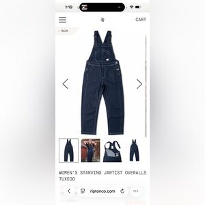 Women’s Starving Jartist Overalls Tuxedo, Ripton, size M, new with tags